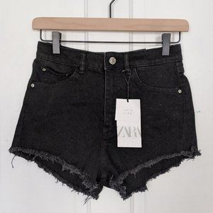 Zara Black Cut-off High Wasted Denim Shorts